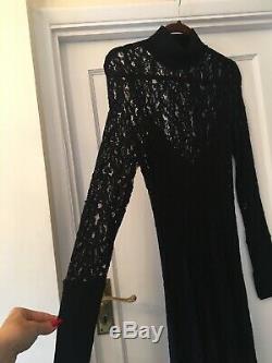 New By Malene Birger Black Lace Palomos High Neck Maxi Long Party Dress & Slip, L