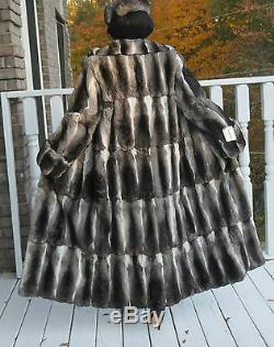 New Full length full pelt loose cut Empress Chinchilla Fur Coat Jacket M-L 8-14