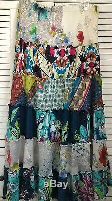 New Johnny Was Patchwork Liana Tiered Maxi Skirt Long Boho Sz XL & Large $288