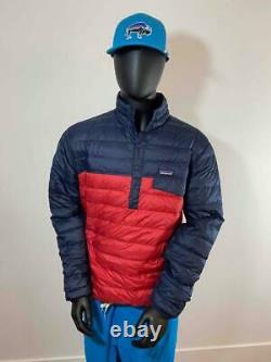 New Patagonia Down Snap-T Shirt Jacket 600 Fill Light Weight Men L/XL Navy/Red