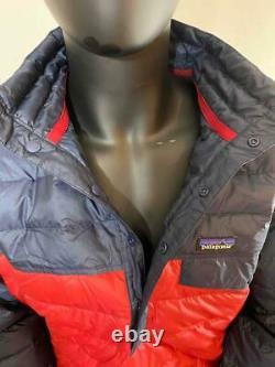 New Patagonia Down Snap-T Shirt Jacket 600 Fill Light Weight Men L/XL Navy/Red