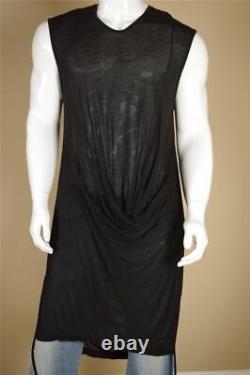 New Tom Rebl Black Full Length Sleevess Shirt sz Large L Drapey Front