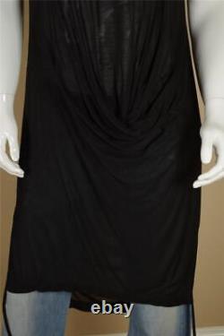 New Tom Rebl Black Full Length Sleevess Shirt sz Large L Drapey Front