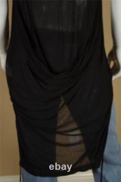 New Tom Rebl Black Full Length Sleevess Shirt sz Large L Drapey Front