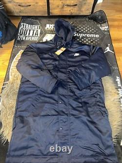 Nike Club Stadium Full Length Fleece Lined Parka Men's Midnight Navy Sz Large