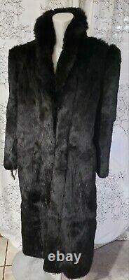 Niki Black Rabbit Fur Nearly Full Length Lined Coat Women's Size L