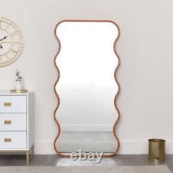 Orange Full Length Wave Mirror 163cm x 80cm retro large tall wall mounted