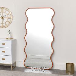 Orange Full Length Wave Mirror 163cm x 80cm retro large tall wall mounted