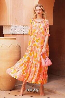 Orange Pink Floral Maxi Dress- Sustainable