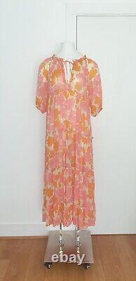 Orange Pink Floral Maxi Dress- Sustainable