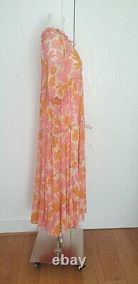 Orange Pink Floral Maxi Dress- Sustainable