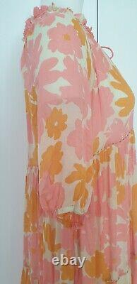 Orange Pink Floral Maxi Dress- Sustainable