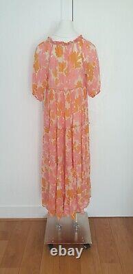 Orange Pink Floral Maxi Dress- Sustainable