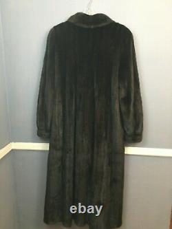 Outstanding! Full length MINK fur coat dark brown black Extra Large jacket