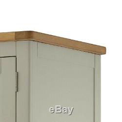 Padstow Grey Triple Wardrobe Large Painted Solid Pine Wood with Drawers & Mirror