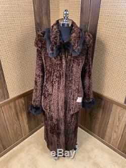 Paula Lishman Holzman Furs Full Length Knit Beaver & Fox Fur Coat Large 10 12