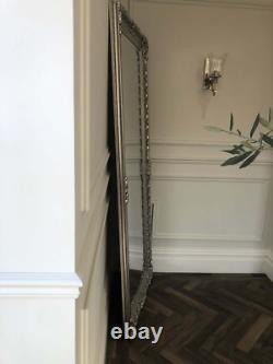 Pembers Large Antique Silver Full Length Leaner Wall Floor Mirror 190cm x 81cm