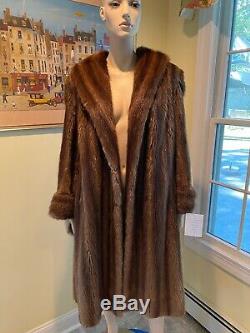 Plus Size 16 X-Large Genuine Canadian Beaver Real Fur Coat 44 Long Full Length