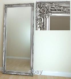Portland Large Full Length Ornate Vintage Silver Wall Leaner Mirror 160cm x 72cm