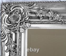 Portland Large Full Length Ornate Vintage Silver Wall Leaner Mirror 160cm x 72cm