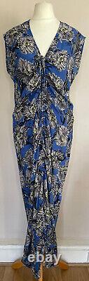 RAEY floral print 100% silk ruched maxi dress L