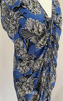 RAEY floral print 100% silk ruched maxi dress L