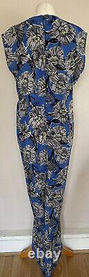 RAEY floral print 100% silk ruched maxi dress L