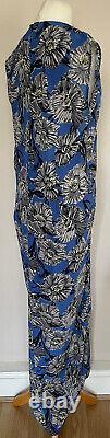 RAEY floral print 100% silk ruched maxi dress L