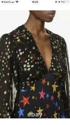 RIXO Melanie Graphic Print Silk Midi Dress Stars BNWT Size L / 14 RRP £335 Stars