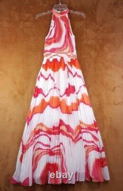 ROCOCO SAND Womens Dress Large White Empire Maxi Halter Pleated Full Length $450