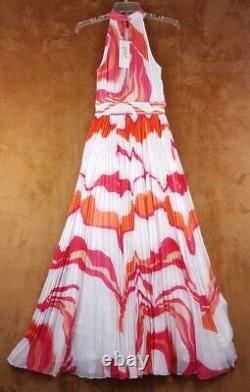 ROCOCO SAND Womens Dress Large White Empire Maxi Halter Pleated Full Length $450