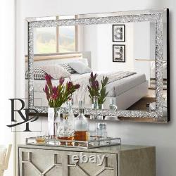 RP Crushed Diamond Mirror Wall Mounted 100 x 70cm Large Full Length Mirror Silv