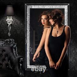 RP Crushed Diamond Mirror Wall Mounted 120 x 80cm Large Full Length Mirror Silv