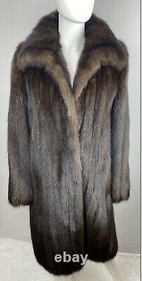 RUSSIAN SABLE Real Fur Full Length Coat Jacket Size M-L 6-10