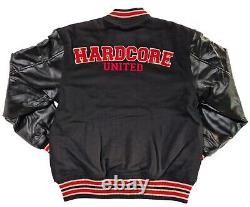 Rare Hardcore United Black College Varsity Baseball Jacket Quilted Regular-Fit