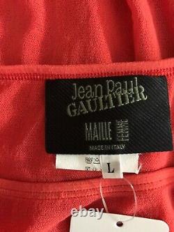 Rare Vtg Jean Paul Gaultier Orange Mesh Maxi Skirt L