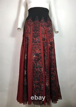 Rare Vtg Jean Paul Gaultier Red Mesh Long Skirt L