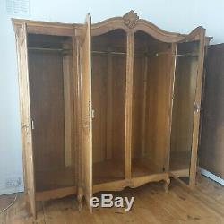 Real Quality Large Vintage French Louis XIV Solid Oak 4-Door Armoir / Wardrobe