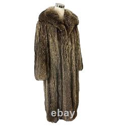 Revillon Furs Full Length Raccoon Fur Coat Size L Fully Lined