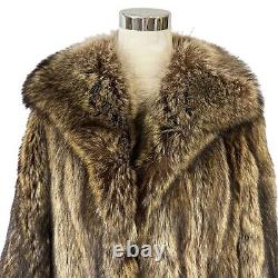 Revillon Furs Full Length Raccoon Fur Coat Size L Fully Lined