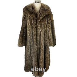 Revillon Furs Full Length Raccoon Fur Coat Size L Fully Lined