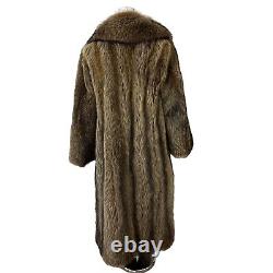 Revillon Furs Full Length Raccoon Fur Coat Size L Fully Lined