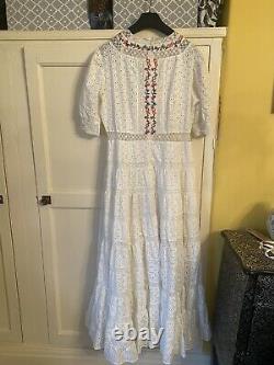 Rixo Skylar Dress Ivory Broderie Anglaise Embroidered Maxi Dress Large New £335