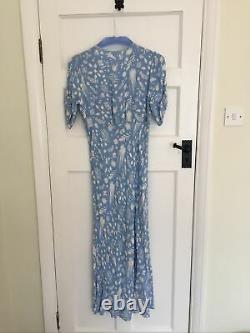 Rixo'Virtues of Rosemary' Blue White Floral Button Down Maxi Dress Sz L (UK 14)
