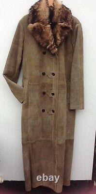 Ruffo Research Designer One Off Full Length Leather Suede Faux Fur Coat L