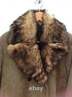 Ruffo Research Designer One Off Full Length Leather Suede Faux Fur Coat L