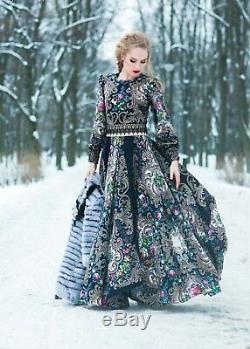 Russian style Dress Maxi. Designer Clothing. Exclusive. Full-Length