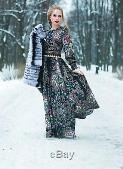 Russian style Dress Maxi. Designer Clothing. Exclusive. Full-Length