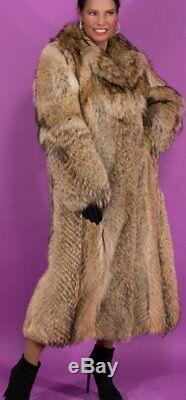 SALE COYOTE Fur Coat full length size SMALL