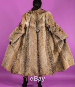 SALE COYOTE Fur Coat full length size SMALL